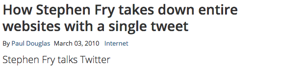 Stephen Fry takes down websites with single tweet